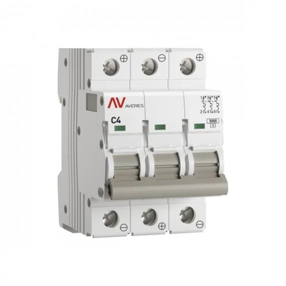 Фотография товара 'EKF mcb10-DC-3-04C-av Выключатель автоматический AV-10 DC 3P 4A (C) 10kA'