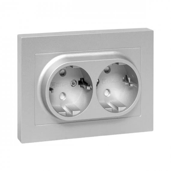 Фотография товара 'EKF UP1-SOA-211 Механизм розетки двойной, 16А, с заземлением, со шторками'