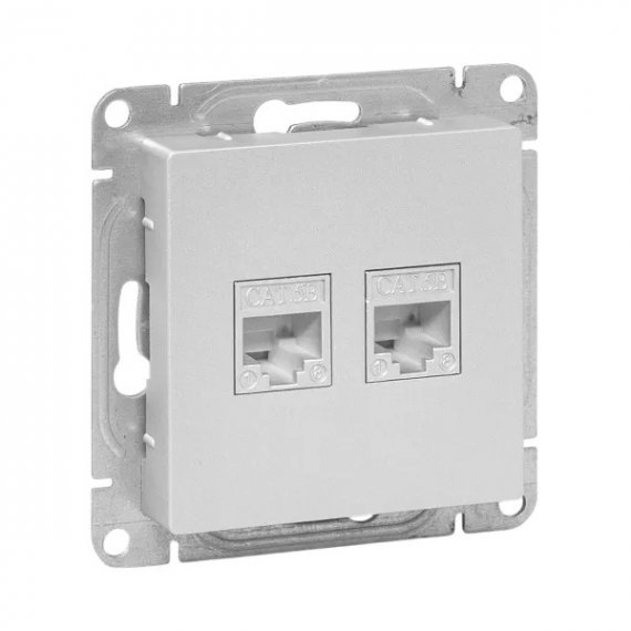 Фотография товара 'EKF UP1-SOA-2RJ45-5 Механизм розетки RJ45 - 2шт, (cat5), алюминий'