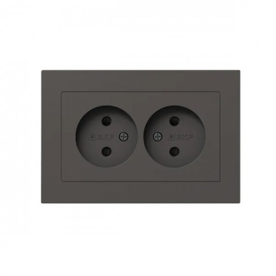 Фотография товара 'EKF UP1-SOM-201 Механизм розетки двойной, 16А, без заземления, со шторками, с рамкой'