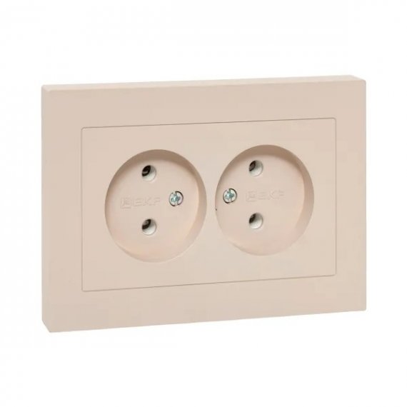 Фотография товара 'EKF UP1-SOI-200 Механизм розетки двойной, 16А, без заземления, без шторок, с рамкой'