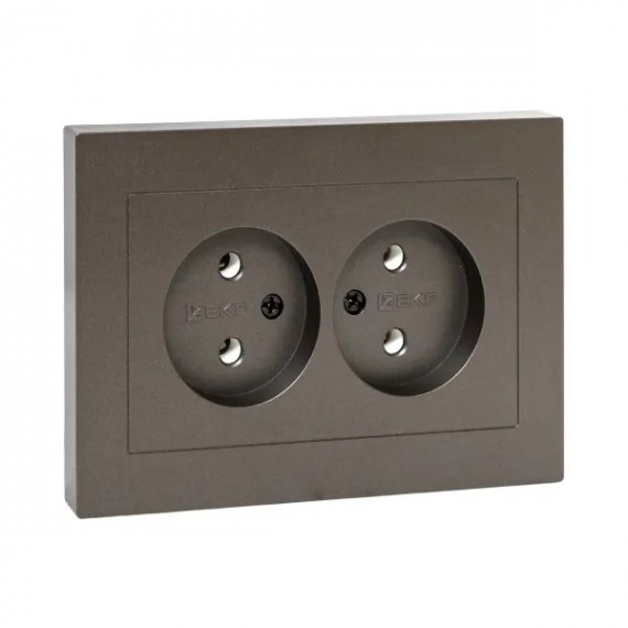 Фотография товара 'EKF UP1-SOM-200 Механизм розетки двойной, 16А, без заземления, без шторок, с рамкой'