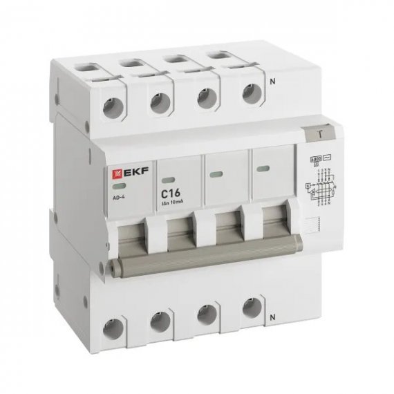 Фотография товара 'EKF DA4-6-16-10-pro Автоматический выключатель дифференциального тока АД-4 4Р 16А'