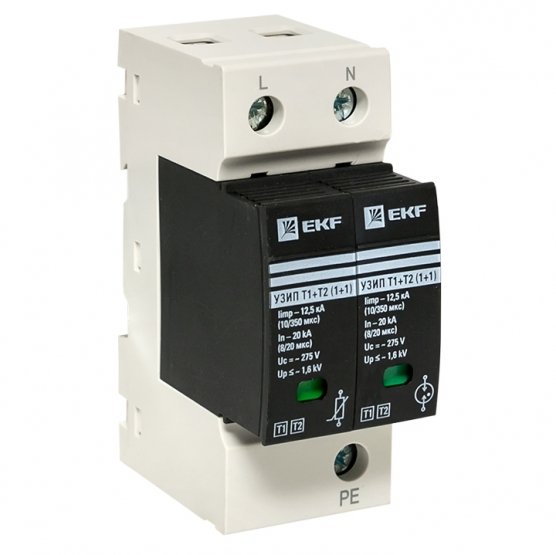 Фотография товара 'EKF OV12-11-505 Устройство защиты Т1+Т2; Iimp-12,5kA; In-20kA; Uc-275В'