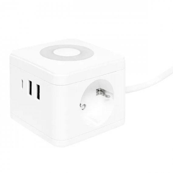 Фотография товара 'EKF UBA-CUB-2-TC Удлинитель "Куб" 2 гнезда 2USB 2,4А+Type C + Ночник 1,3 метра 1мм2'