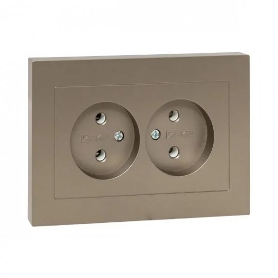 Фотография товара 'EKF UP1-SOC-200 Механизм розетки двойной, 16А, без заземления, без шторок, с рамкой'