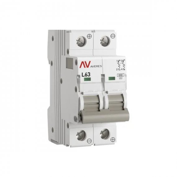 Фотография товара 'EKF mcb6-DC-2-63L-av Выключатель автоматический AV-6 DC 2P 63A (L) 6kA'