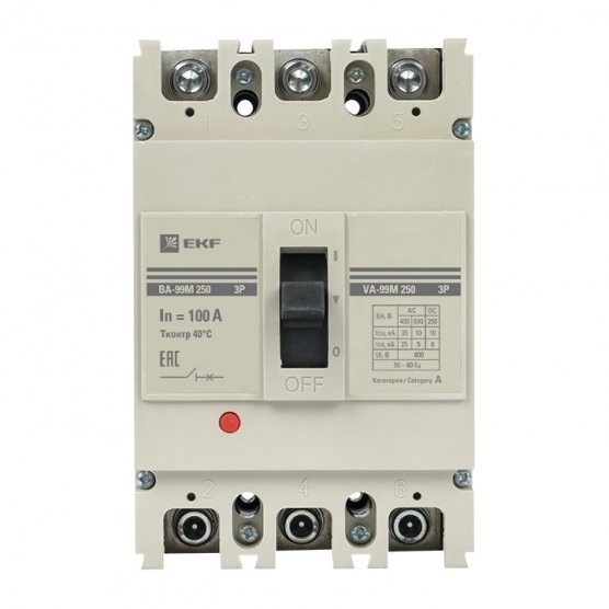 Фотография товара 'EKF mccb99-4P5In250-200m Выключатель автоматический ВА-99М 250/200А 4P 5In 35кА'