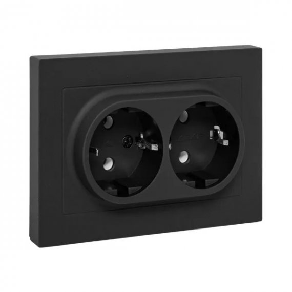 Фотография товара 'EKF UP1-SOB-210 Механизм розетки двойной, 16А, с заземлением, без шторок, с рамкой'