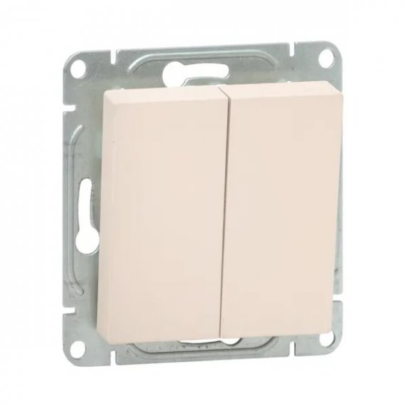 Фотография товара 'EKF UP1-SWI-22 Механизм выключателя, двухклавишный, перекрёстный, кремовый Эпика'