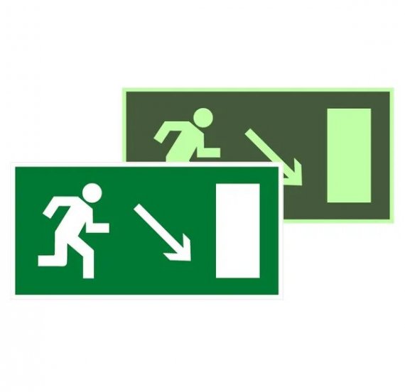 Фотография товара 'EKF an-e-07-f Знак наклейка E07 "Направление к эвакуационному выходу направо вниз"'