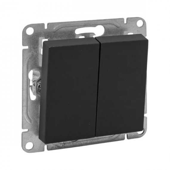 Фотография товара 'EKF UP1-SWB-21 Механизм выключателя, двухклавишный, проходной, чёрный Эпика'