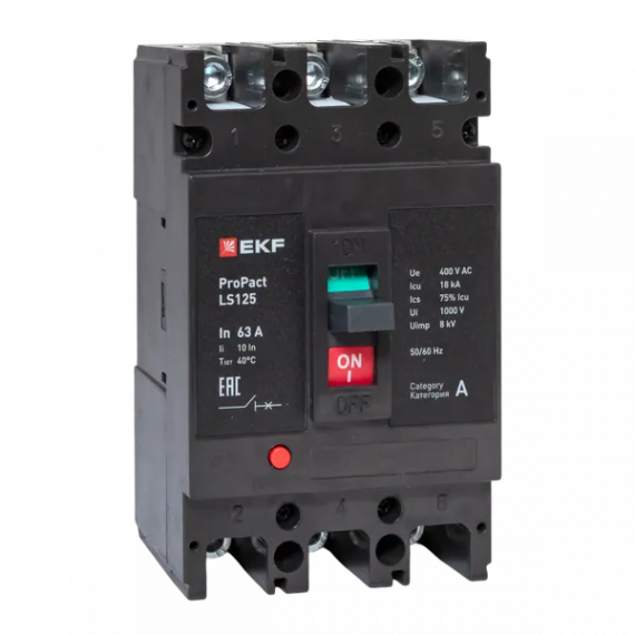 Фотография товара 'EKF mccb-125-18-3-63-ls Автоматический выключатель LS125 18кА 3P 63А'