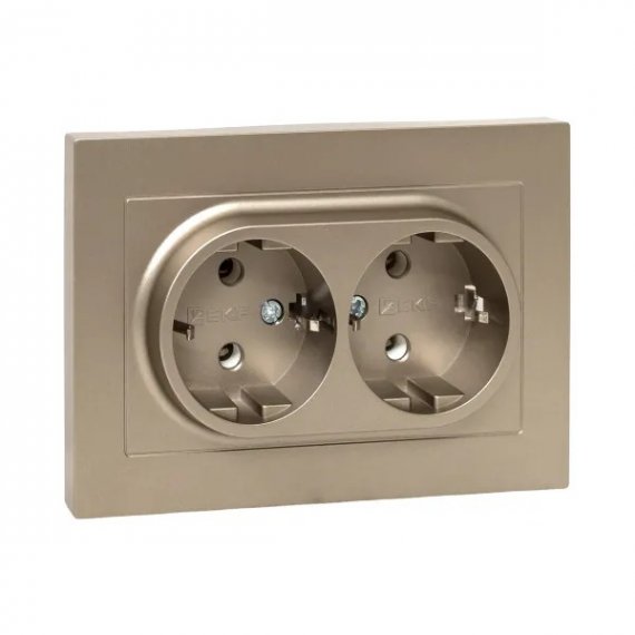 Фотография товара 'EKF UP1-SOC-210 Механизм розетки двойной, 16А, с заземлением, без шторок, с рамкой'