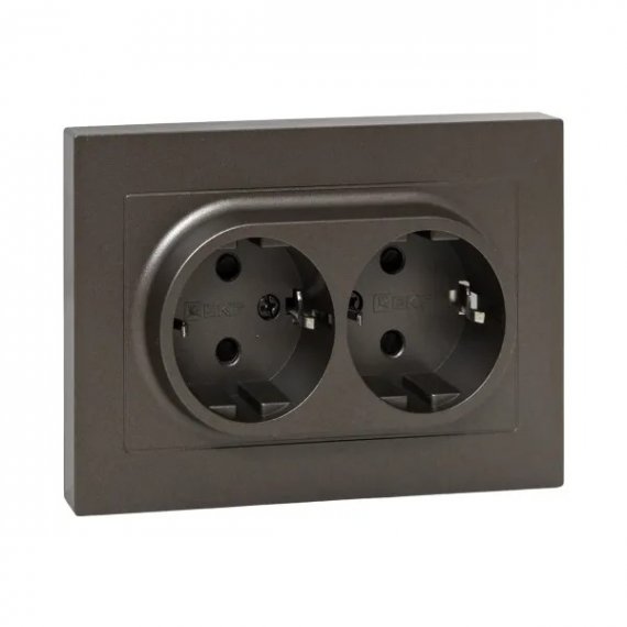 Фотография товара 'EKF UP1-SOM-211 Механизм розетки двойной, 16А, с заземлением, со шторками, с рамкой'