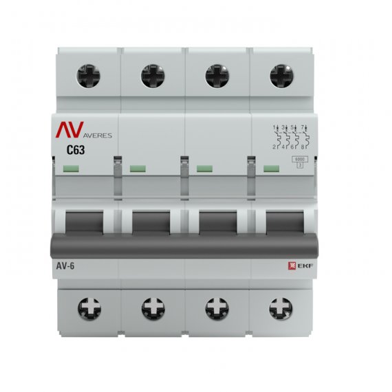 Фотография товара 'EKF Выключатель автоматический AV-6 DC 4P 3A (C) 6kA AVERES mcb6-DC-4-03C-av'