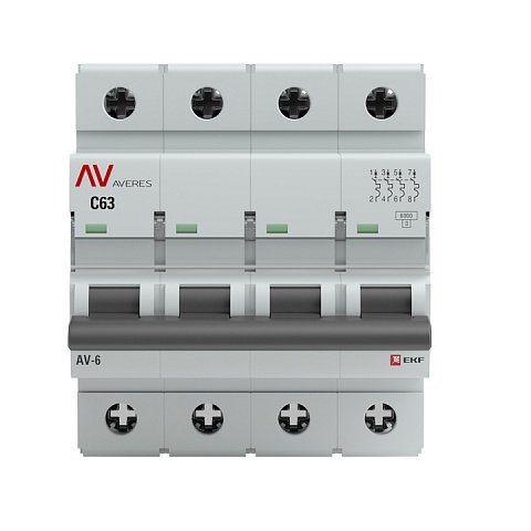Фотография товара 'EKF Выключатель автоматический AV-6 DC 4P 13A (C) 6kA AVERES mcb6-DC-4-13C-av'