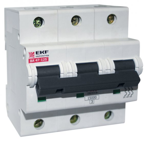 Фотография товара 'EKF Автоматический выключатель 3P 125А (C) 15кА ВА 47-125 PROxima mcb47125-3-125C'