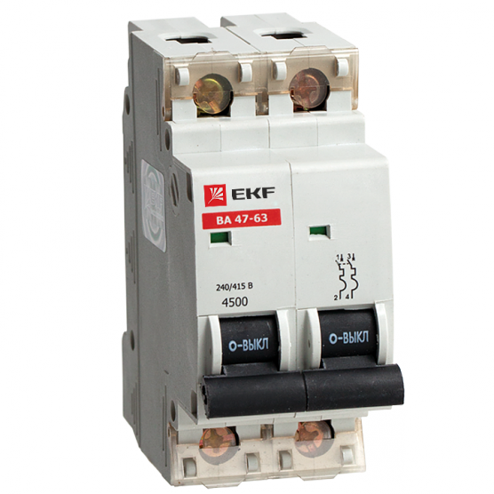 Фотография товара 'EKF mcb4763-2-01C Автоматический выключатель ВА 47-63, 2P 1А (C) 4,5kA'