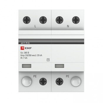 Фотография товара 'EKF Устройство защиты от импульсных перенапряжений Тип 1 Iimp 25kA (10/350?s) spd-t1-25-2p'