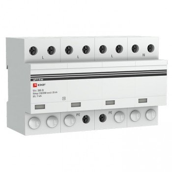 Фотография товара 'EKF Устройство защиты от импульсных перенапряжений Тип 1 Iimp 25kA (10/350?s) spd-t1-25-4p'