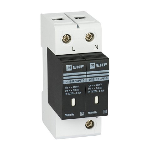 Фотография товара 'EKF Ограничитель импульсных напряжений ОПВ-C/2P In 20кА 400В PROxima opv-c2'