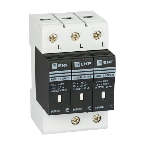 Фотография товара 'EKF Ограничитель импульсных напряжений ОПВ-C/3P In 20кА 400В PROxima opv-c3'