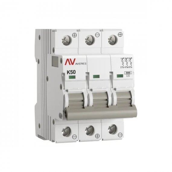 Фотография товара 'EKF mcb10-DC-3-50K-av Выключатель автоматический AV-10 DC 3P 50A (K) 10kA'