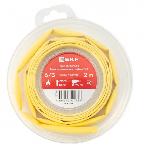 Фотография товара 'EKF tut-6-y-b Термоусаживаемая трубка ТУТ нг 6/3'