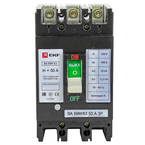 Фотография товара 'EKF Выключатель автоматический ВА-99М 63/50А 3P 25кА PROxima mccb99-63-50m'