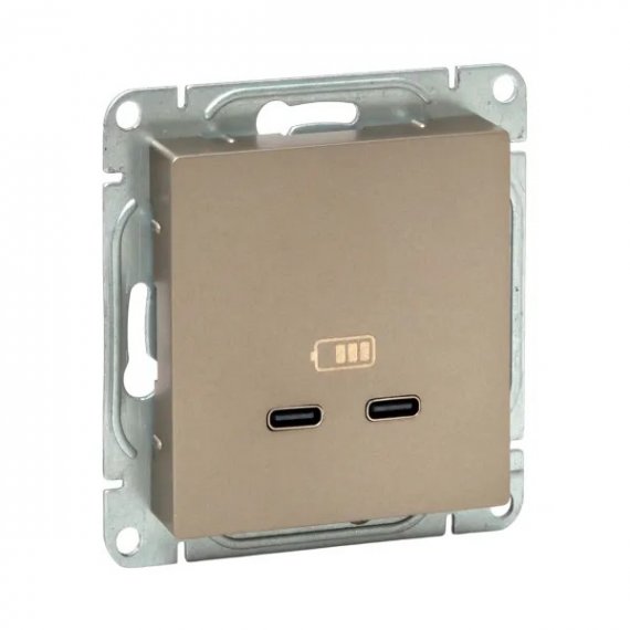 Фотография товара 'EKF UP1-SOC-2USBC Механизм розетки USB-C - 2шт, шампань Эпика'