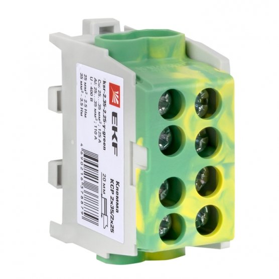 Фотография товара 'EKF ksr-2.35-2.25-y-green Клемма распределительная КСР с двойным винтом 2x35/2x25'