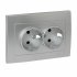 Фотография товара 'EKF Валенсия лицевая панель розетки 2-местной с/з 16А сталь ESR16-L-128-30'