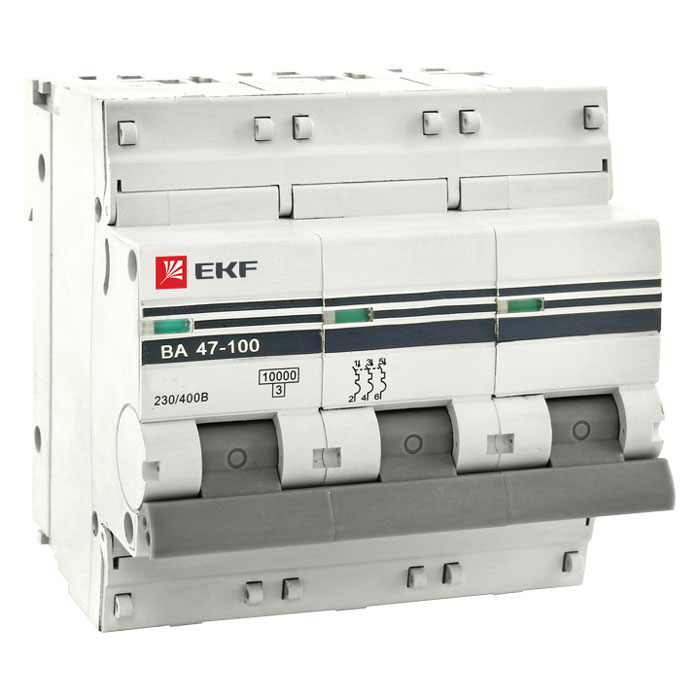 EKF Автоматический выключатель 3P 100А (D) 10kA ВА 47-100 PROxima .